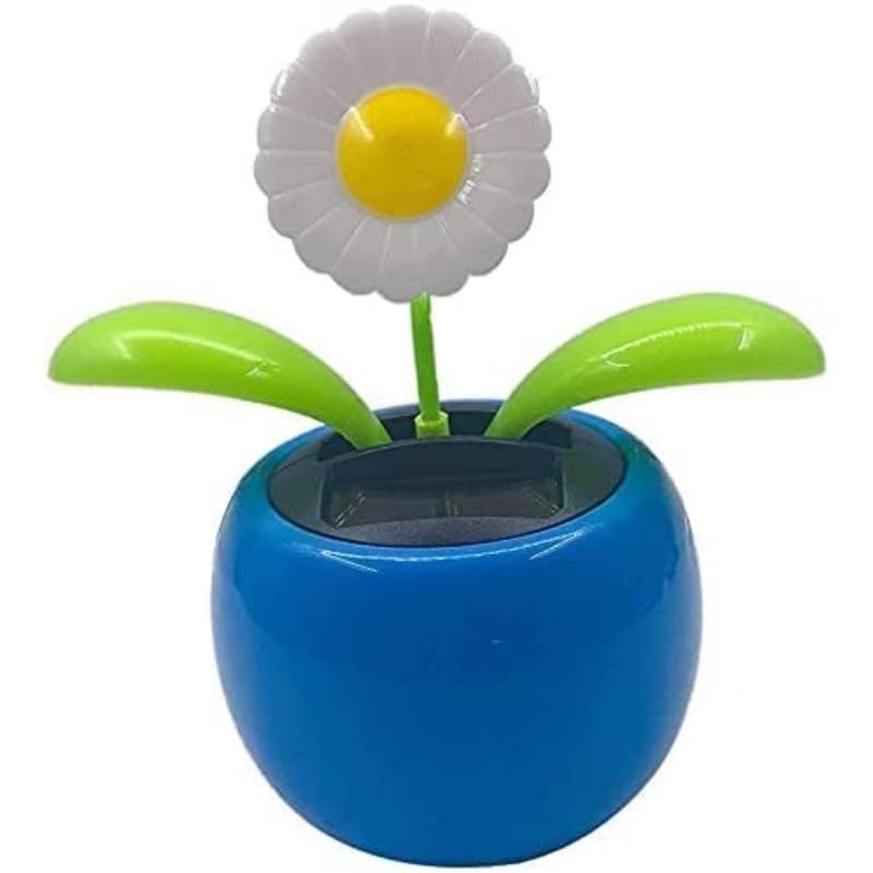 LeFangGangChan Figurine de fleur dansante à énergie solaire, décoration de tableau de bord de voiture, rebord de fenêtre, table et bureau (marguerite)
