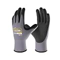 COOLJOB 3/6/12 Pairs Nitrile Rubber Coated Nylon Safety Work Gloves, Dotted for Non-Slip Grip, Breathable Soft Seamless Knit Nitrile Dipped Gloves for Warehouse, Home Improvement, Yard, Grey Medium