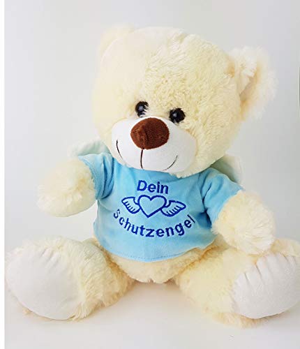 Unbekannt 1 x Bärchen mit Shirt Dein Schutzengel, ca. 40 cm, Teddybär, Teddy, Plüsch (hellblau) – Bild 3