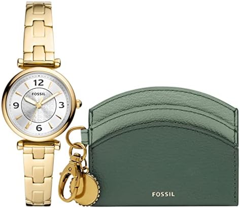 Fossil Women's Carlie Mini Quartz Stainless Steel Three-Hand Watch and Wallet Gift Set, Color: Gold, Balsam (Model: ES5183SET)