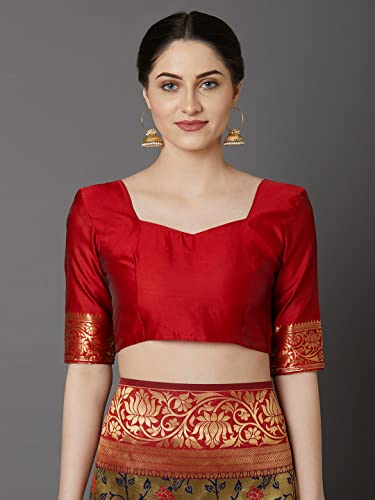 Image of AKHILAM Women's Kanjivaram banarasi silk Woven Design Saree With Unstitched Blouse Piece Saree With Un-Stiched Blouse