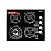 Corberó - Placa Cristal Gas butano | CPCGY2304N | 4 Fuegos | Potencia 7,8 KW | Zona Wok | Sin Autoencendido | Desconexión Automática | Parrilla Hierro Fundido | Kit de conversión a gas natural | Negro