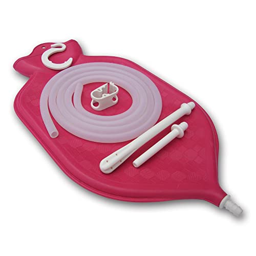 Enema Bag Kit for Colon Cleansing with Silicone Hose (2 Quart, Open Top) - Red - Thumbnail 6