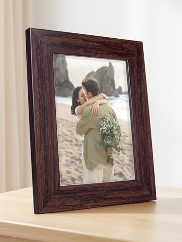 Image of GOLDEN PEACOCK Photo Frame PVC Body with MDF Back | Wall Hanging & Desk Display | Picture Frame for Gifts and Home Decor (Chocolate Brown, Set Of 1)
