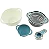 MiHerom Plastic Nesting Bowls Set with Mixing Bowls,Colanders,4 Measuring Cups,Sifter for Baking,Food Prep,RV Camping Accessories,8 Pieces