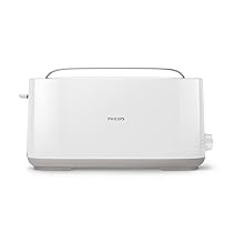Philips Tostapane – Fessura Ampia, 8 Impostazioni, Scongelamento e Scalda Brioche Integrato, Antiscottature, Auto Spegnimento, Bianco (HD2590, 00)