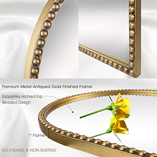 Arched-Wall-Mirror-for-Bathroom-24x36-Metal-Beaded-Frame-Decorative-Accent-Mirror-Large-Modern-Rustic-Distressed-Hanging-Wall-Decor-for-Washroom-Bedroom-Living-Room-Entryway-Antique-Gold