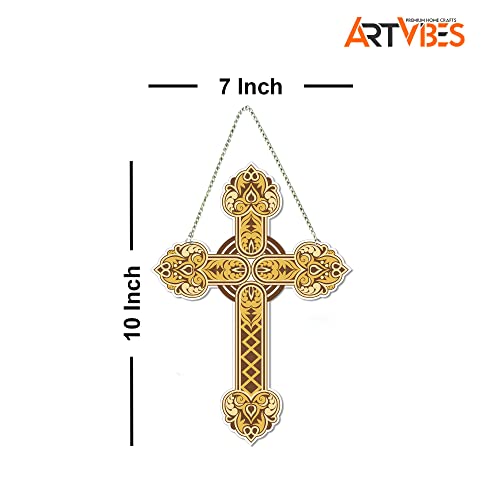 Artvibes Wood Holy Cross Wall Hanger For Home Decor | Office | Living Room | Gifts | Wall Decorative Items For Bedroom | Artworks Wall Hangings (Wh_5512N)