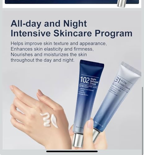 Generic Day and Night Face Moisturizer Set with Niacinamide, Vitamin E and Centella, 102 Night Cream and 31 Day Cream, Hydrating and Nourishing, 30ml Each