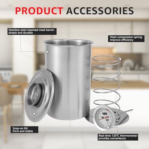 FALESOUL Ham Maker Stainless Steel Meat Press Cooker for Making Healthy Homemade Deli Meat with a Thermometer Round Shape Deli Meat Press Mold for Meat Pork Seafood Beef Fish Poultry by FALESOUL - Image 6