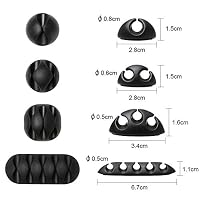 URAQT Kabelclips Kabelhalter, Vielzwecke Kabelführung Kabel Organizer Set für Schreibtisch, Netzkabel, USB Ladekabel, Ladegeräte, Audiokabel, 20 Stück, Schwarz – Ansicht 2