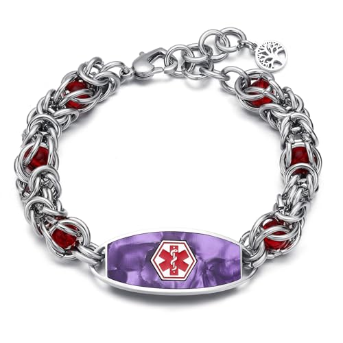 Medical Alert Bracelets for Women Men, Personalized Custom Medical ID Bracelets, Includes Emergency Medical Card