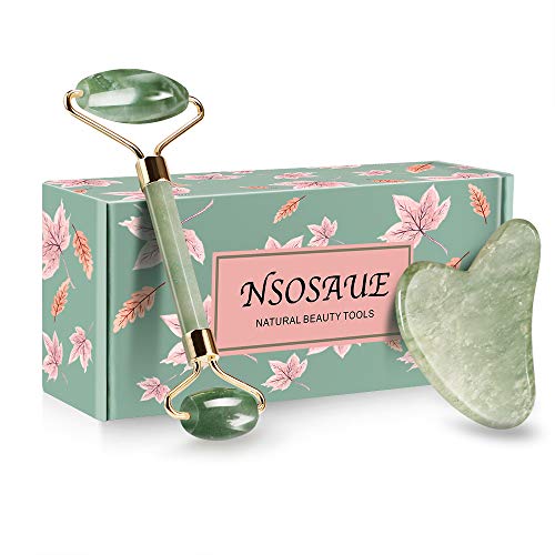 Natural Jade Roller For Face - Gua Sha Scrapping - Aging Wrinkles,Puffiness Facial