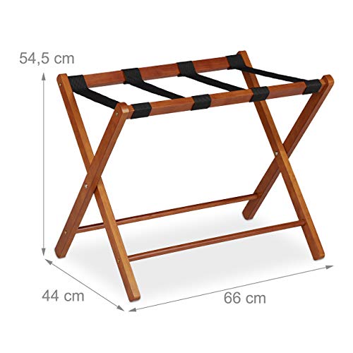 Relaxdays Kofferständer klappbar, Holz Gepäckablage, HBT: 54,5 x 66 x 44 cm, Kofferhocker für Hotel & Zuhause, Natur, 10029974_126