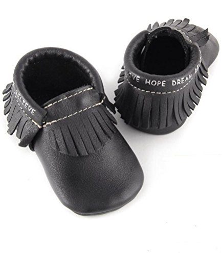 Classic Baby Leather Moccasins in Black Size 6