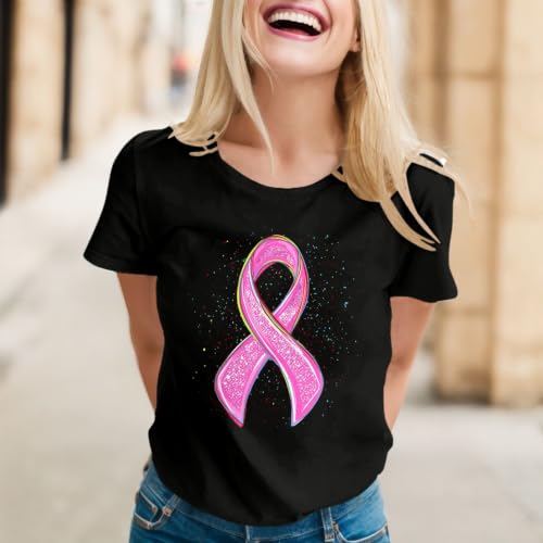 Womens Shirts Pink Ribbon Breast Cancer Shirt Breast Cancer Awareness Inspirational Tee Tops Survivor Gifts Tees - image 2
