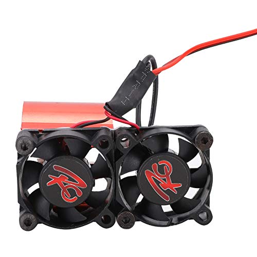 Ventilador de Motor RC, Disipador de Calor del Ventilador de Enfriamiento de La Aleación de Aluminio RC, Disipador de Calor de Motor Eléctrico RC 60mm con Ventilador Dual(rojo)
