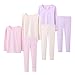 Abalacoco Big Girls Boys 3 Sets (6pcs) Cotton Longs sleeve Undershirts Autumn Winter Thermal Underwear Pants Suit 4-12T (Pink/Purpe/Beige,7-8 Years)