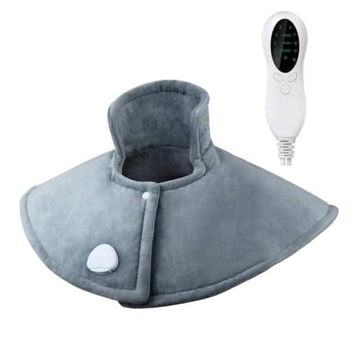 Uplayteck Termoforo Cervicale e Spalle, Cuscino Cervicale Termico, 10 Temperature, 3 Timer di Spegnimento Automatico, Riscaldamento Rapido, Adatto per Compleanno, Natale, Anniversario, Grigio, 45 x 50