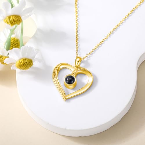 10K 14K 18K Gold Personalized Picture Necklace Projection Necklace with Photo Inside Custom Photo Pendant Necklace Mothers Day Jewelry Gift2