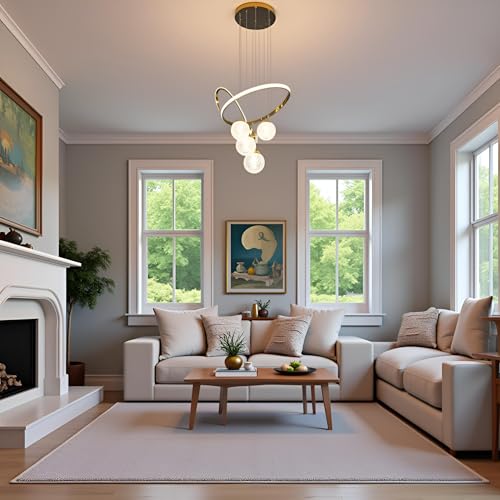 Image of LED Chandelier for Living Room, Hanging Lights for Dinging Table, Jhumar /Jhoomer for Home Decoration (Cool, Warm and Natural White) Golden Finish (CH47)