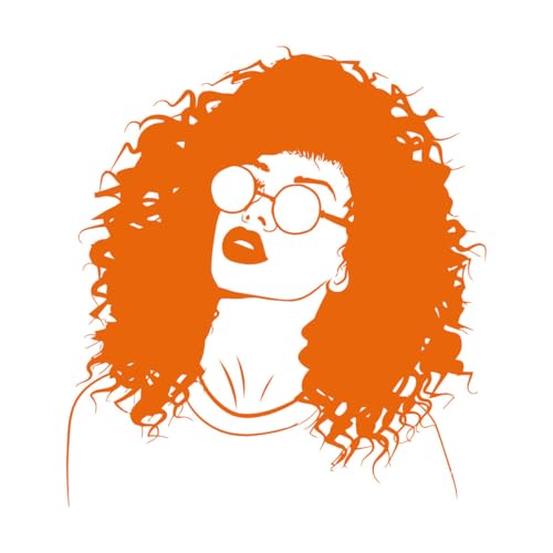 Hermosa chica adolescente con peinado africano y gafas de sol Pegatinas artísticas de vinilo 72x78.9cm Removible sin dejar pegamento Naranja