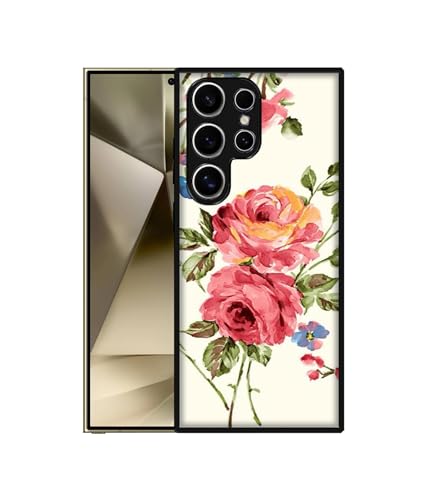 Image of Vintage Painting Flower Design Premium 2D Printed Metal Back Case Cover for Samsung Galaxy S24 Ultra 5G