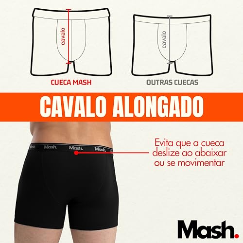 MASH Kit 6 Cuecas Plus Size Boxer Alongado Longa Alongada Box Algodão Cotton Masculino, 2 Azul - 2 C