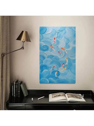 Peinture abstraite sur la mer bleue XINBAO, décoration d'intérieur chic 30x45 cm - 5