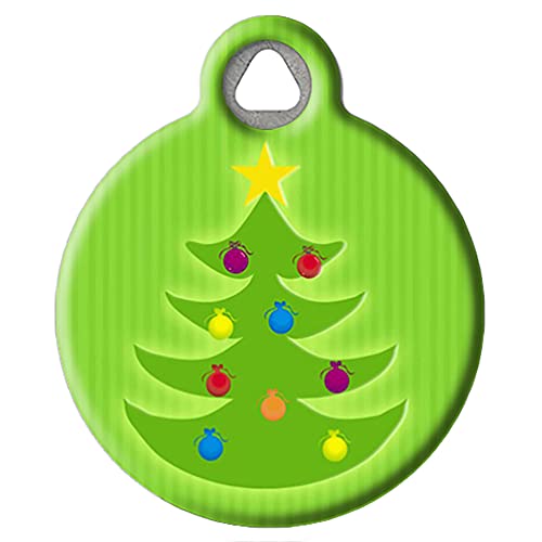 Dog Tag Art Christmas Tree Glow Custom Pet ID Tag for Dogs (Small), Cute, Funny Christmas Dog Tags and Cat Tags, Personalized Dog Tags with Customized Identification Information