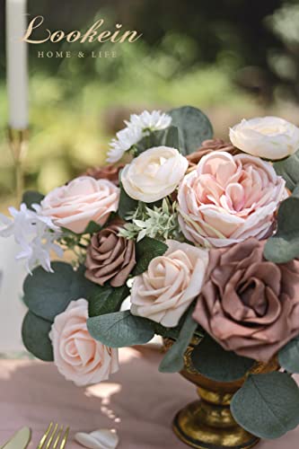 Lookein Artificial Flowers For Diy Wedding Decoration Bridal Bouquet Table Centerpieces Flower Wreaths Aisle Decoration Home Decor, Elegant Dusty Rose #TOP4