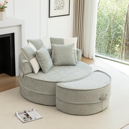 LEHZROAJ Boneless Chaise Lounge Chair Indoor, Oversized Round Chair with