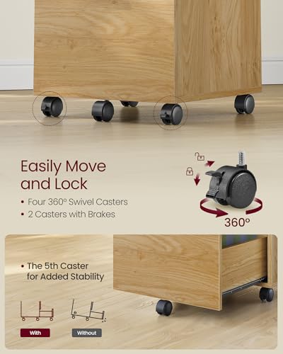Image of VASAGLE 2-Drawer File Cabinet, Small Rolling Filing Cabinet | Printer Stand, for A4, Letter-Size Documents, Home Office, Assembly Required, Straw Yellow, CUSTOS Collection UOFC040Y70