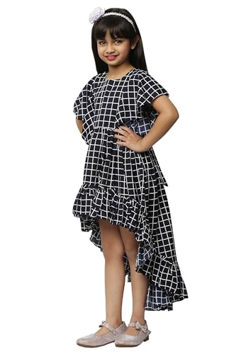 Image of Baby Girl's Birthday Casual Frock High Low Dress Checkered 2-3 Years