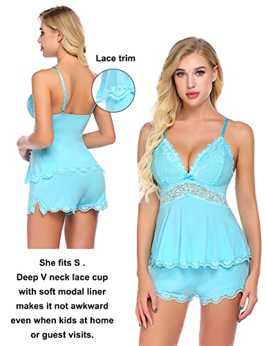 Avidlove Womens Cami Set Lace Camisole Lingerie Nightwear Sexy Pajamas Lounge Sets Blue #TOP5