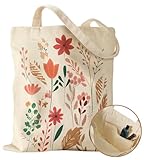 Miss Adola Aesthetic Canvas Tote Bag with Inner Pocket for Women Unique Funny Pattern Design Casual Sturdy Cloth Cotton Totes Bag with Pattern for Vacation, Shopping, Work, Gym, Wild Floral