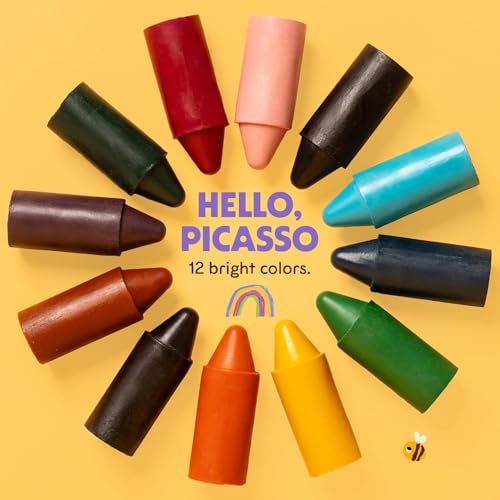 Honeysticks 100% Pure Beeswax Crayons (12 Pack) Natural, Non Toxic, Safe for Toddlers, Kids and Children, Handmade in New Zealand, For 1 Year Plus