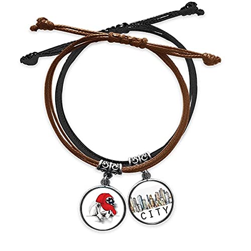 Bracelet en cuir chien aquarelle fait main élégant