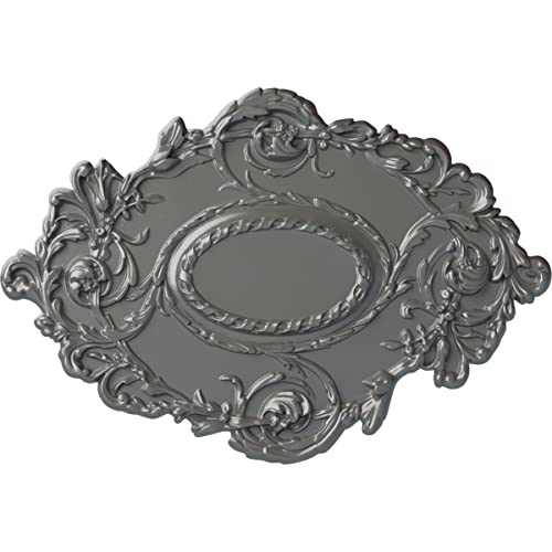 30 3/8"W x 20 3/4"H x 1"P Kinsley Flowing Leaf Ceiling Medallion, Hand-Painted Silver
