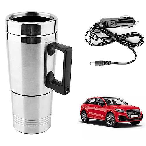 Image of Oshotto 12V Stainless Steel Car Heating Kettle /Mug, Travel Friendly electric Tea /Coffee maker Compatible with Audi Q2 (300ml) - Silver