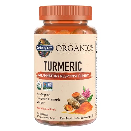 Garden of Life Organics Turmeric Inflammatory Response Gummy - 120 Real Fruit Gummies for Kids & Adults, 50Mg Curcumin (95% Curcuminoids), No Added Sugar, Organic, Non-GMO, Vegan & Gluten Free