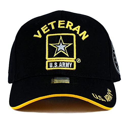 Jm Warriors Us Army Veteran Hat Army Military Official Licensed Adjustable Baseball Cap (Black), One Size #TOP1