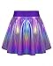 Girls Shiny Metallic Skirt Size 4t 5t Sparkly Purple Fashion A-Line Holographic Skort for Kids Gymnastics Competition