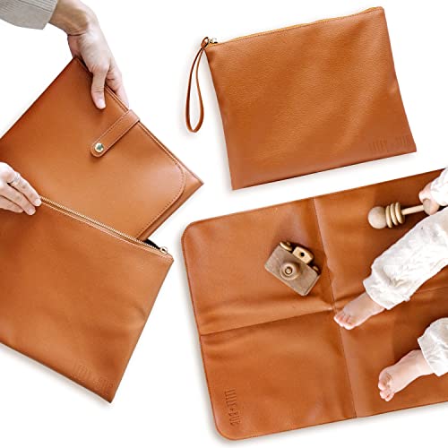 Image of Changing Pad Portable w/Clutch (16 x 30), Vegan Leather Baby Wipeable Changing Mat Portable Changing Pad Diaper Clutch Station Changing Pad - Foldable Changing Mat - Changing Mat Baby Station