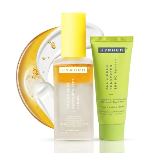 Image of Hyphen Glow & Protect Set |18% Brightening + 20% Collagen with 11% Mandarin 5% Niacinamide 2% PGA Face Serum 50ml & All I Need Sunscreen SPF50 PA++++ with Niacinamide, Kojic Acid, Kakadu Plum 30ml