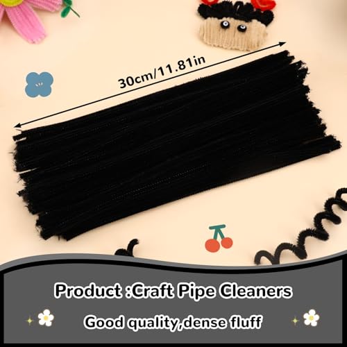 Image of Hssugi Pipe Cleaners, 100PCS Black Pipe Cleaners for Hair | Pipe Cleaners Craft Supplies Bulk Fuzzy Sticks for DIY Hair Locs Art and Craft Projects Home Decoration