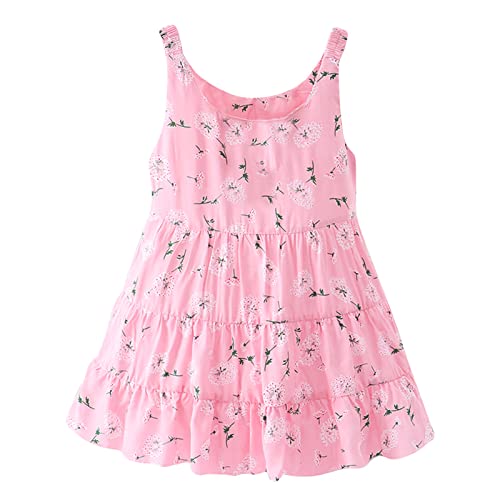 Short Dresses for Girls Casual Toddler Kids Girls Floral Flowers Sleeveless Beach Straps Dress Princess Dress