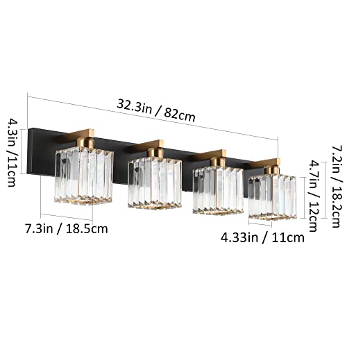 Image of Aipsun Bathroom Vanity Light Fixtures Crystal Vanity Light for Bathroom 4 Light Modern Vanity Lighting (Exclude Bulb)
