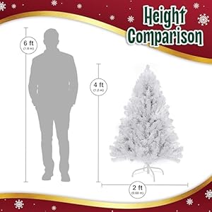 4ft white christmas tree premium hinged artificial small christmas tree canadian fir full bodied 4 feet tree with 320 tips lightweight and easy to assemble holiday decor tree with metal stand  urban country home decor