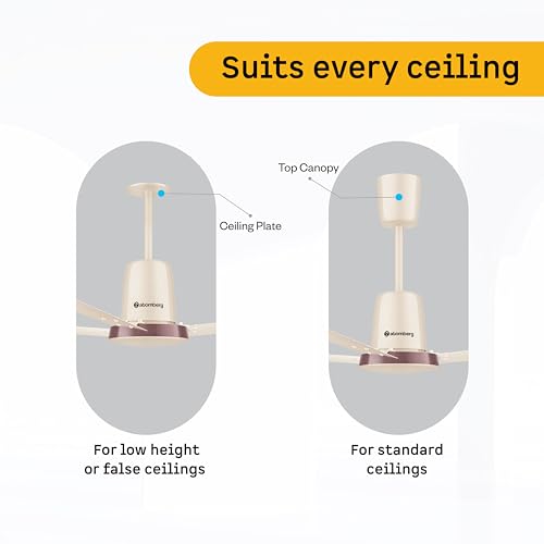 Image of atomberg Ikano Stylique 1200mm BLDC Ceiling Fan | | Remote Operated | Ideal for living room | BEE 5 star | Advance Air+ Technology | Low noise | 3 Years Warranty (Seasand Ivory)